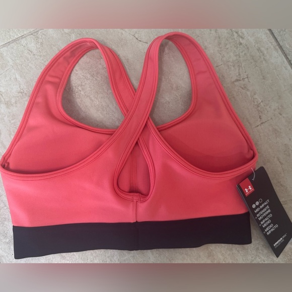 Under Armour Armour Womens  Mid Crossback Sports Bra Coral - Picture 6 of 6